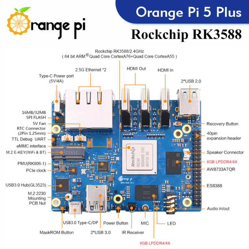 Orange Pi 5 Plus, Computadora  - Rockchip Rk3588 Development Board reseña y precio
